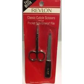 Revlon Classic Cuticle Scissors Fine Blades With Pocket size Emeryl File NEW