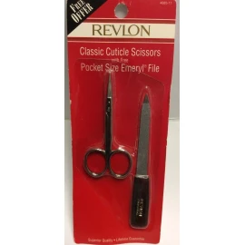 Revlon Classic Cuticle Scissors Fine Blades With Pocket size Emeryl File NEW