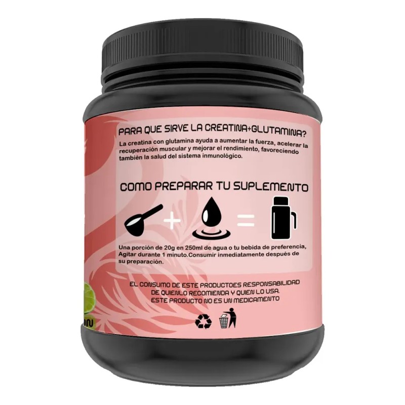 Suplemento Creatina + Glutamina Flamish 1kg 50 Servicios
