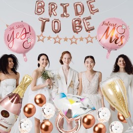 Hen Do Decorations Rose Gold Bride To Be Decorations Balloons Hen Party Accessories for Bridal Shower Decorations Hen Night Party Supplies.