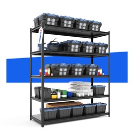 FLEXIMOUNTS 48" W x 24" D x 72" H Garage Shelving, 5 Tier Garage Storage Shelves, Heavy Duty Shelving, Adjustable Metal Shelves