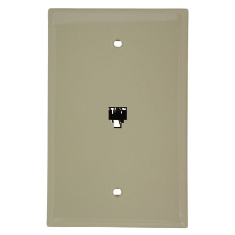 Leviton Midsize Telephone Wall Jack, 6P4C, 40539-PMI, Ivory