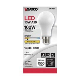 Satco S12433 Bulb, Warm (2700K) -13.5watt