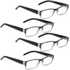 LUR READING GLASSES 4 pack Two-color frame Readers (BlackClear)