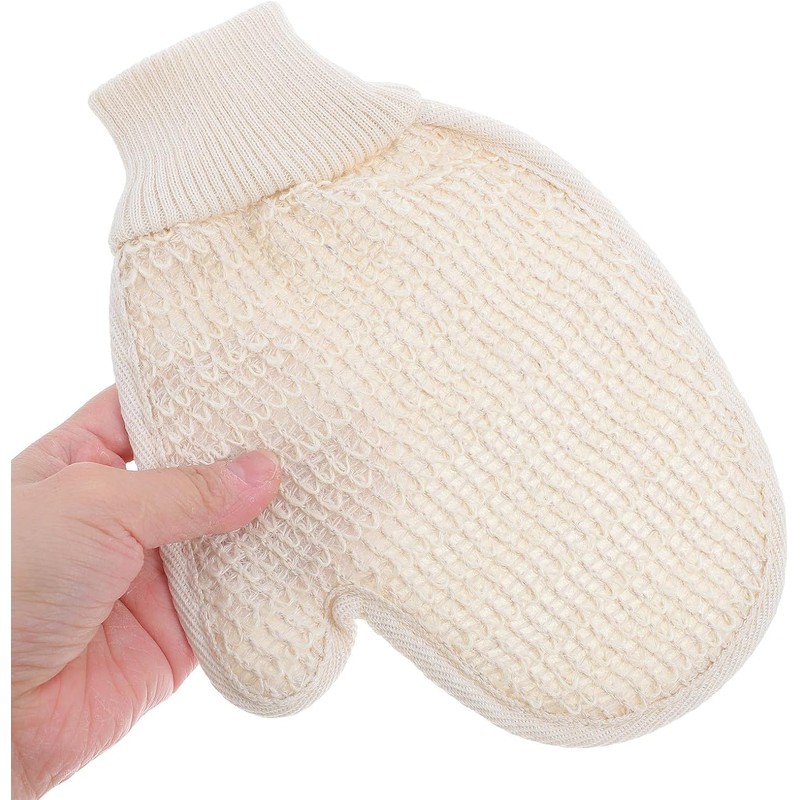 Guantes de Baño de Sisal Beige de Doble Cara para