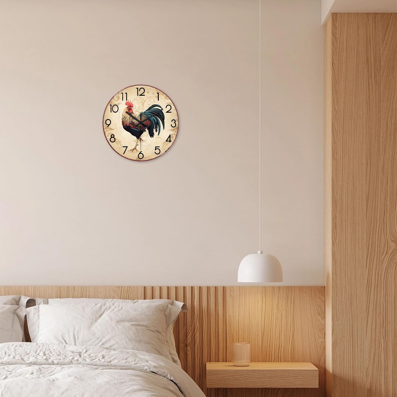 XNM Round Rustic Wall Clocks for Kitchen Living Room Decor