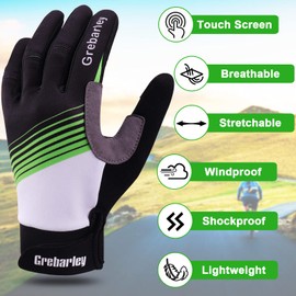 Grebarley Cycling Gloves, MTB Gloves, Mountain Bike Gloves with Touchscreen Fingers For Cycling, Road Race, Downhill, Hiking, Cycling Gloves For Men And Women, green, s