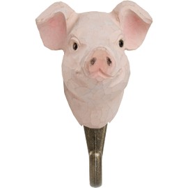 WILDLIFEGARDEN Wildlife Garden WG514 Hook Pig - Hand Carved Animal Hooks Made of Wood and Metal - The Pet Collection