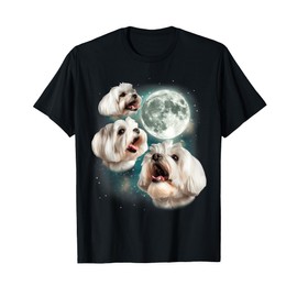 Three Maltese Moon | 3 Cute Howling Dogs Maltese Lover Puppy T-Shirt