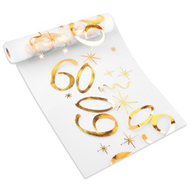 Lotsdonxia 10m Gold Birthday Table Flag Mesh Hot Stamped Digital Tablecloth Decorative Material Suitable for parties, gathering, and event decoration-60