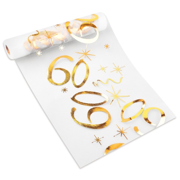 Lotsdonxia 10m Gold Birthday Table Flag Mesh Hot Stamped Digital