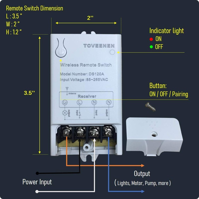 TOVEENEN 500ft Long Range Wireless Switch 110V Remote Control for