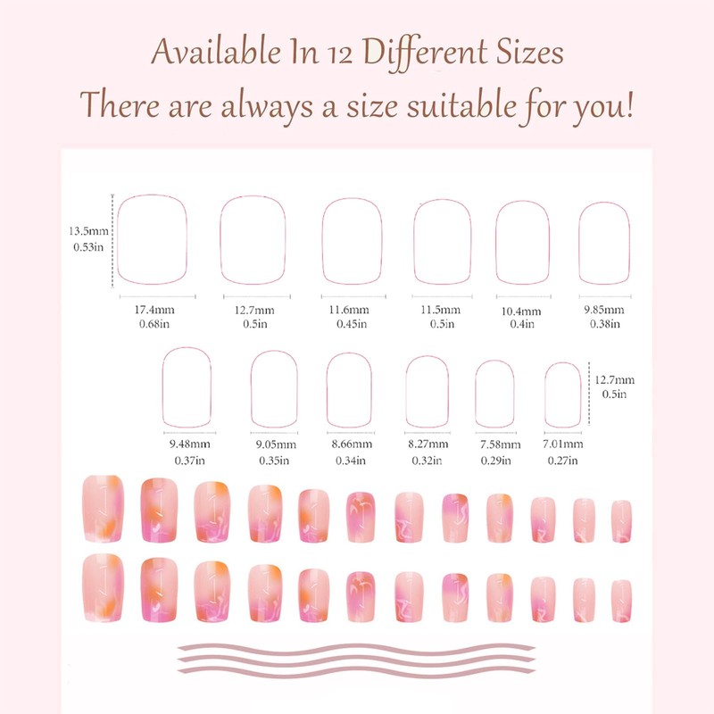 24Pcs Short Square Press-On Nails - Full Cover Nude Gradient