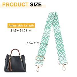 PATIKIL 55in Purse Straps Replacement Crossbody, Bag Straps Crossbody Universal Adjustable Canvas Bohemian for Purses Handbags Guitar, Light Green