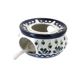 Blue Rose Polish Pottery - Blue Alyce Teapot Warmer - 6" Diameter - Decorative Teapot Stand for Keeping Tea Hot