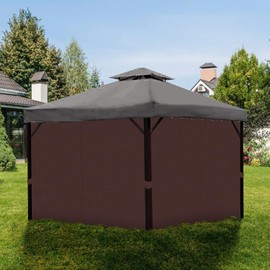 Gazebo Privacy Curtains 10' x 10' with Zipper 4-Panels Side Wall Universal Replacement for Patio, Outdoor Canopy, Garden and Backyard Coffee Brown(Curtain Only)