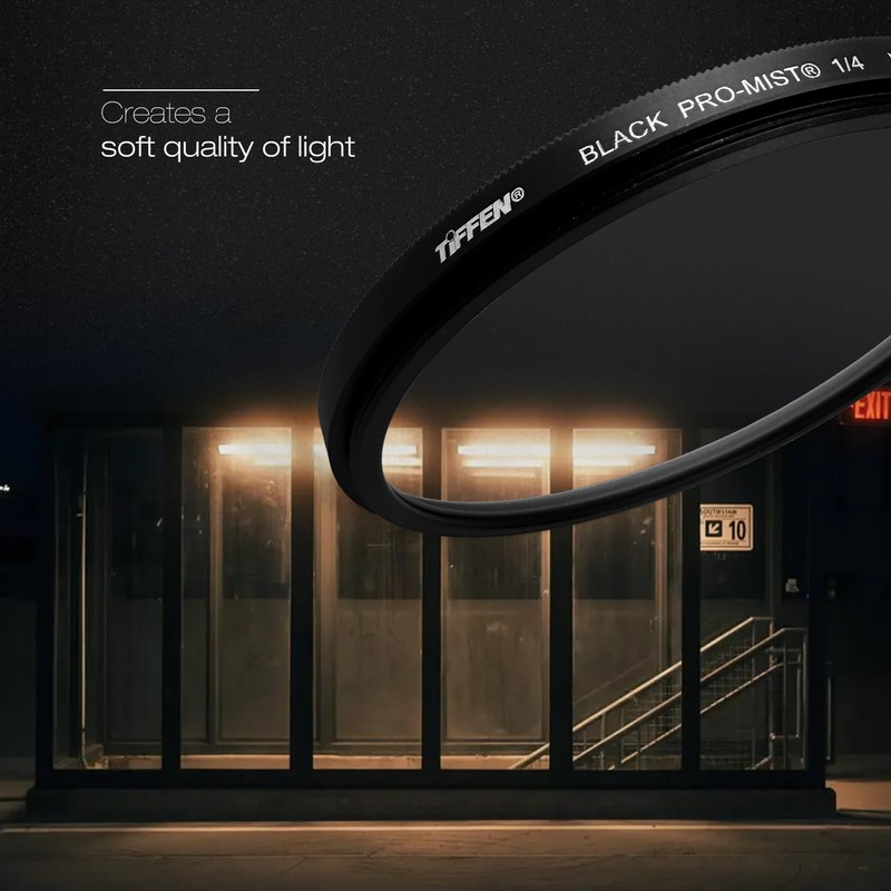 Tiffen 77mm Black Pro-Mist 1/4 Filter|Black Pro-Mist Filter|Ultra Slim|Cinematic Effect