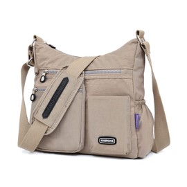 NOTAG Crossbody Bags for Women Waterproof Multi Pockets Handbag Shoulder Bag Lightweight Large Crossbody Bag Messenger Bag (Beige)