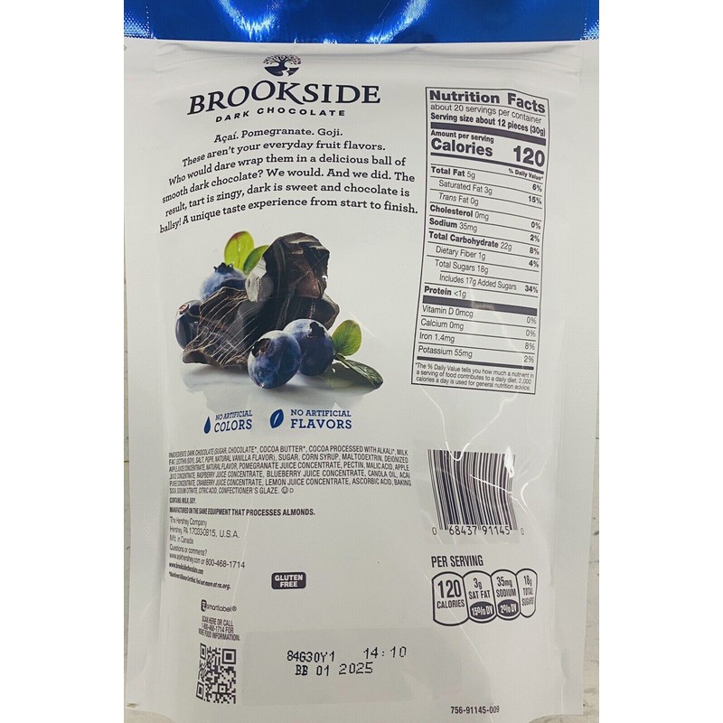 Brookside Dark Chocolate ACAI & BLUEBERRY FLAVORS 21 Oz Bag