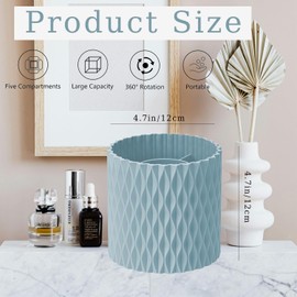 Makeup Brush Holder 360 Degree Rotating Makeup Brush Organizer Multi Functional Desktop Storage Vanity and Bathroom Desk Organizer for Cosmetics and Office Supplies (Blue)