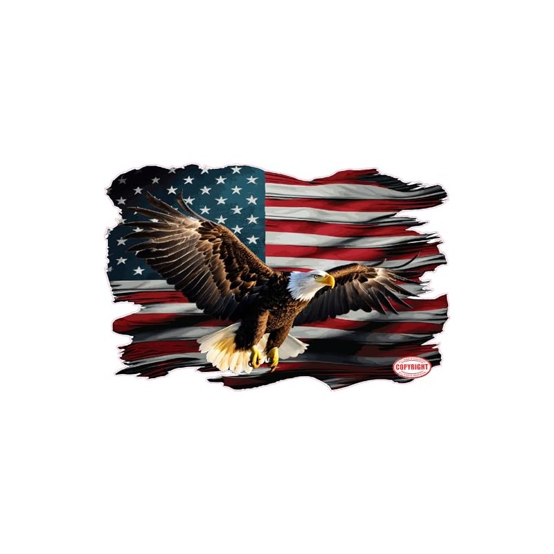 American Eagle Flag Decal, Patriotic Grunge Design, Large Format (3"