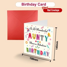 Papa Prints Aunty Birthday Cards for Women Happy Birthday Auntie Card (145 x 150 mm) Aunty Birthday Card with Envelope Aunty Card Birthday Greeting Cards