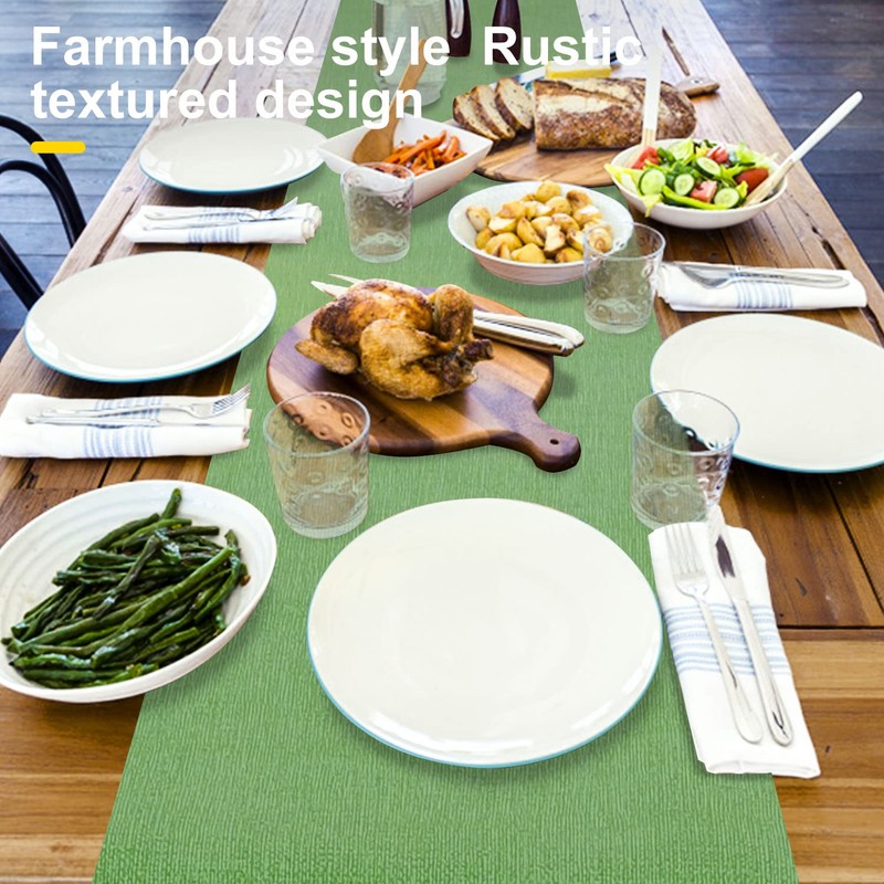 Rinpon Waterproof Wipeable Table Runner, Thick Farmhouse Table Runner, Dresser