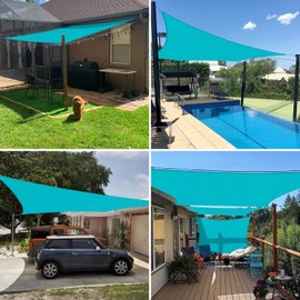 E&K Sunrise 7' x 24' Waterproof Sun Shade Sail Outdoor Rectangle Canopy Shade Cover UV Block for Pergola Patio Backyard Garden Deck (Turquoise)