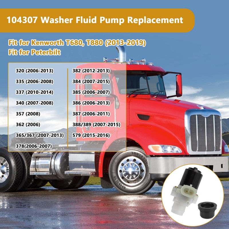 Earthtec Truck Windshield Wiper Washer Fluid Pump for Peterbilt 104307
