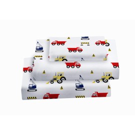 Softan Bed Sheet Set for Kids Boys, Twin Size Kids Sheets Microfiber Kids Fitted Sheet, Breathable & Silky Soft Feeling Kids Sheet Set 3 PCs Construction Kids Twin Bed Sheet