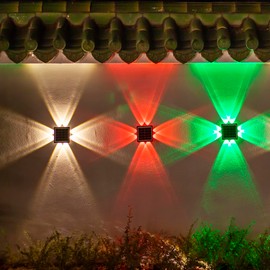 Solar Wall Lights, Up and Down Lighting Solar Outdoor Light Waterproof IP65, Solar Fence Light for Yard Garden Garage Pools Deck (8LED-Multi-Colored, 4PACK)