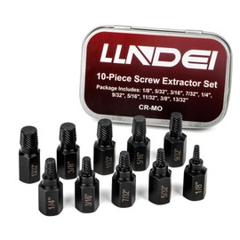 LLNDEI Screw Extractor Set, Hex Head Easy Out Set 10 Pieces, Multi-Spline Ez Out Stripped Extractor (1/8”-13/32”) CR-MO, Stripped Fastener Tool