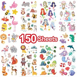 Metker 150 sheets(1700 patterns) Kids Waterproof Temporary Tattoos Children's Temporary Tattoo Toys,Unicorn Animals Suitable For Birthday Parties,Group Activities,Toy Patterns Goody Bag Stuffers