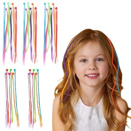 Pack of 30 Colourful Hair Strands with Hair Clips, Braided Hair Braid Extensions Attachments, Hair Strands Children for Birthday Party Favours and Children's Hair Accessories