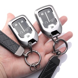 HOUTIAN 2PCS Key Fob Cover with Keychain, 5-Button, TPU Key Case Compatible with 2019-2023 GMC Sierra, Chevy Silverado 1500/2500HD/3500HD