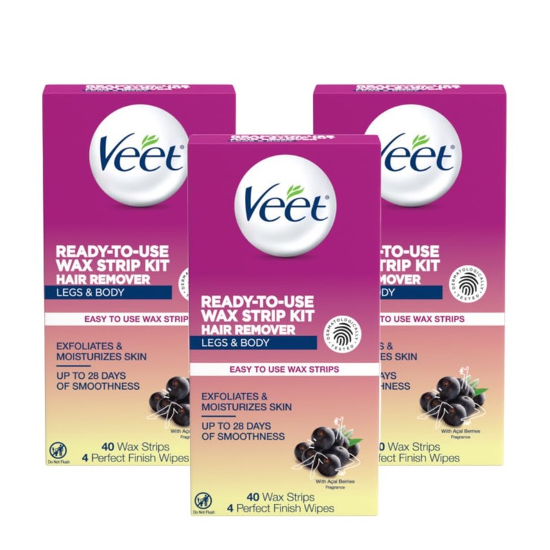 Veet Leg and Body Hair Remover Cold Wax Strips, 40