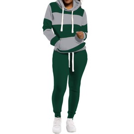 TOPONSKY Sweatsuits 2 Piece Set Jogging Suits Hoodie Deep Forest Green,M