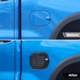 RT-TCZ for Silverado Gas Cap Door Cover Compatible with Chevy Silverado GMC Sierra 2019 up Black ABS Carbon Fiber Flag Exterior Accessories