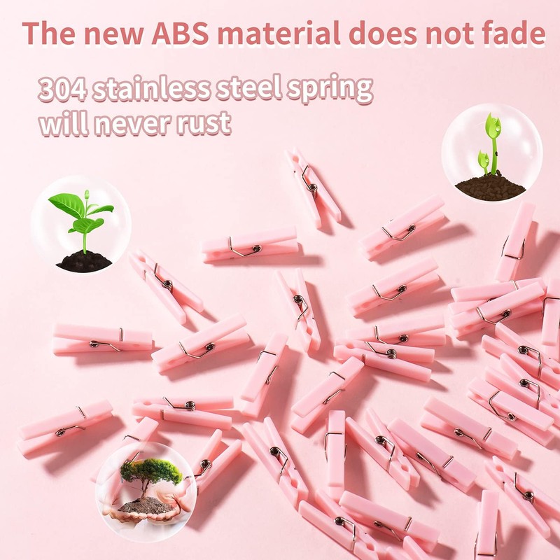100PCS Baby Shower Clothespin Games Mini Pink Clothes Pins 1.4