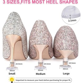 21 Pairs Clear Heel Stoppers, Grass High Heel Protectors for Walking on Grass and Uneven Floor, Heel Savers for Women Wedding Shoes Stops Sinking into Grass (Small/Middle/Large)