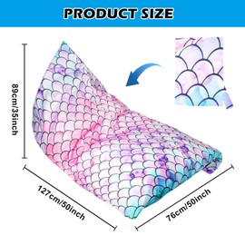 Byzesty Bean Bag Chair Cover: Bean Bag for Kids, Cuddly Toy Storage, Bean Bag Cover for Nursery & Kids Couch (Mermaid 1)