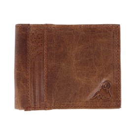 CTM Men's RFID USA Embossed Leather Bifold Wallet, Tan