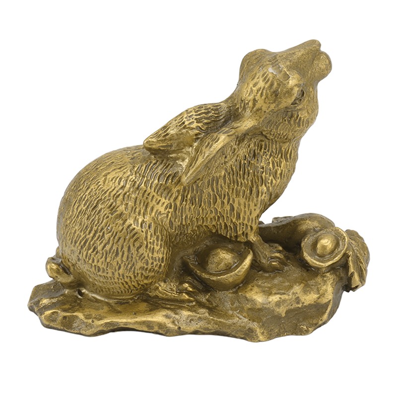 Bunny Statue Sturdy Brass Retro Look Fine Details Stable Durable