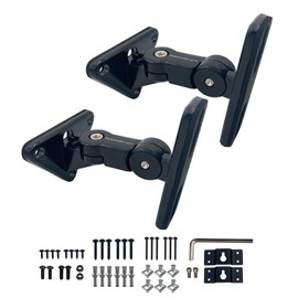 Howonder-pro Speaker Wall Mount,All Metal Speaker Wall Mount Bracket for Small Speakers Swivel & Tilt,Hold up to 15lbs,HD-151pro(2 Packs Black)