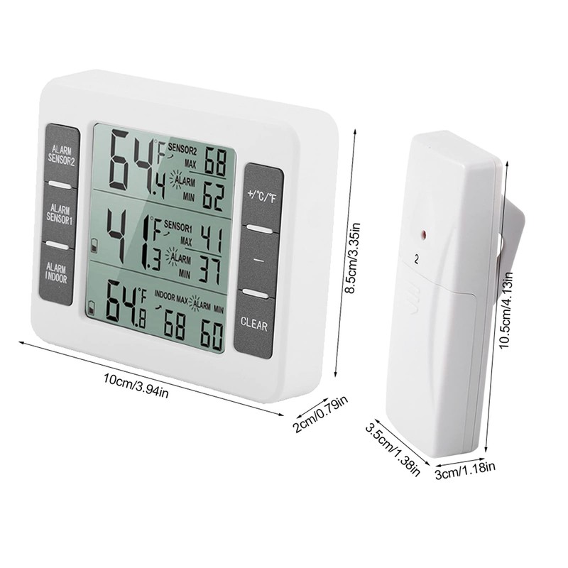 Thermometer, Fydun Fridge Wireless Thermometer Wireless Digital Acoustic Alarm Thermometer