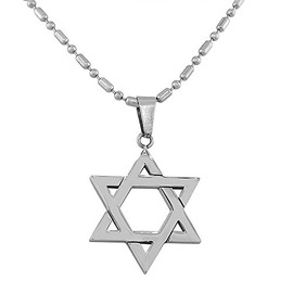 EDFORCE Stainless Steel Silver-Tone Classic Jewish Star of David Pendant Necklace