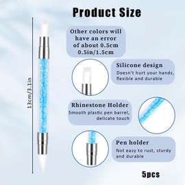 5 Pcs Nail Art Sculpture Pen, Dual Tipped Silicone Nail Tools, Nail Art Brushes, Rhinestone Nail Polish Carving Pen, Nail Art Tools for Design Nail Carving Drawing Shaping Effect(5 Colors)