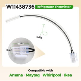OEM W11438736 Refrigerator Thermistor Compatible with Amana Maytag Whirlpool IKEA, Replaces W10556397 W10838965 W11108173 4960583 AP6985096 PS12745758 EAP12745758