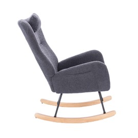 KEIKI Teddy Upholstered Nursery Rocking Chair, Upholstered Glider with High Backrest for Living Room, Nursery, Bedroom