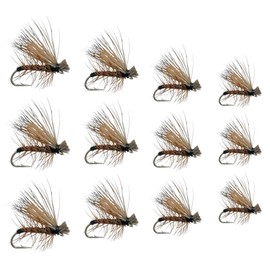 Feeder Creek Premium Black Elk Hair Caddis Flies | 12pc Fly Fishing Flies in 4 Sizes | Fly Fishing Assortment | Caddis Flies | Trout Flies | Dry Flies (Black)